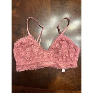 Victoria’s Secret Pink Lace Bralette Size Small Dusty Rose Floral Lace EUC